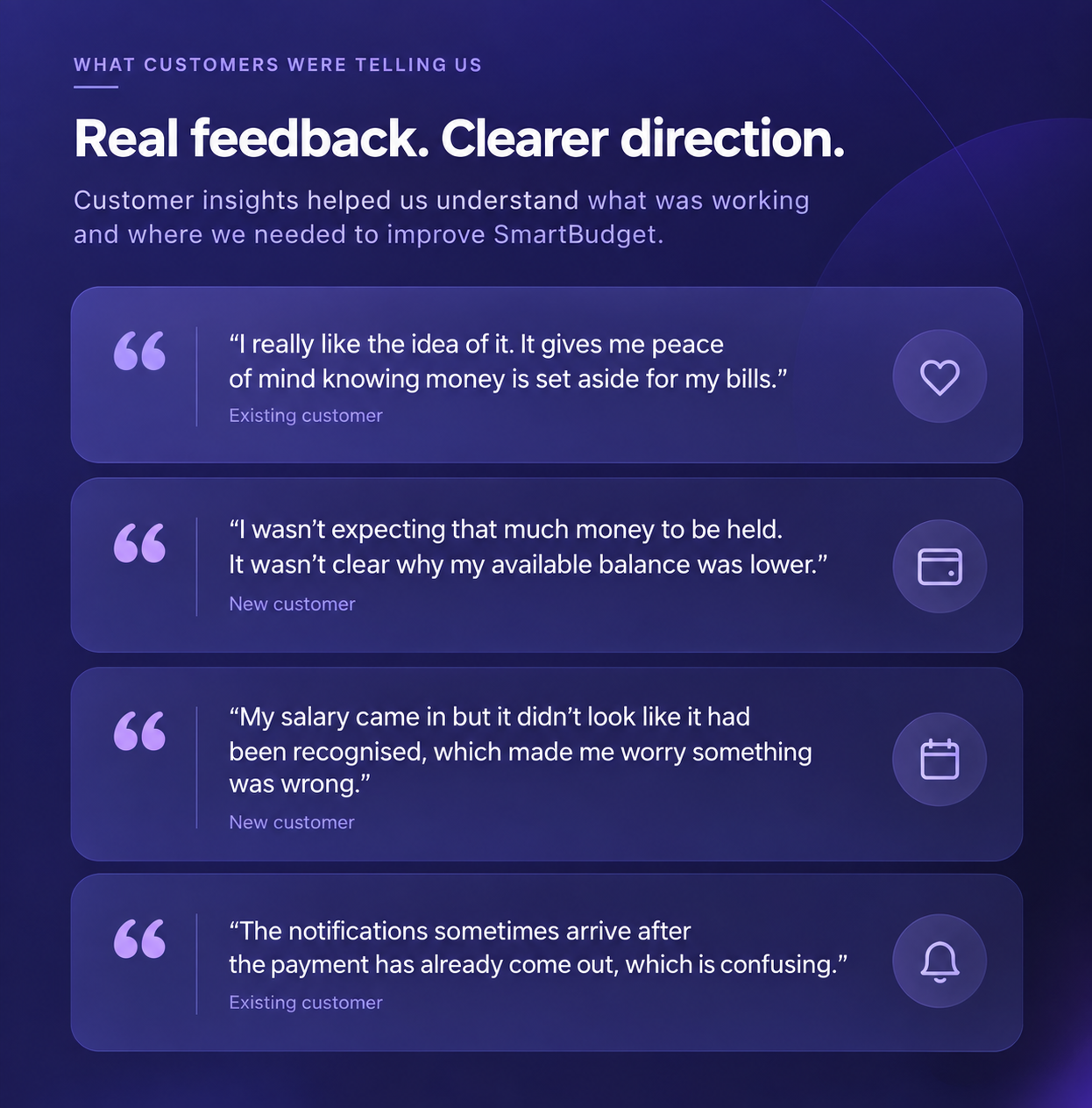 Customer research findings from SmartBudget.