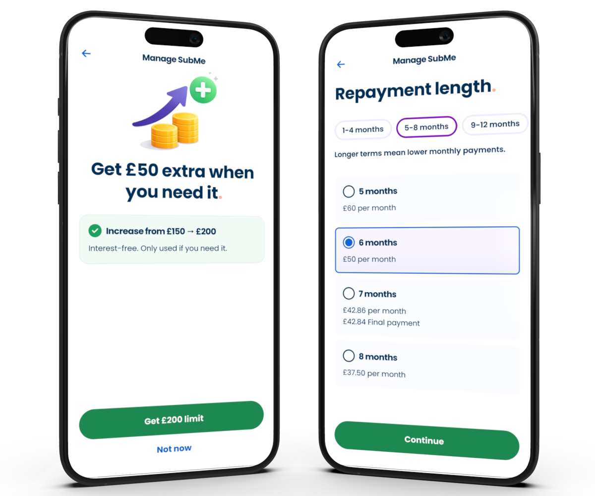SubMe limit increase and repayment plan experience.